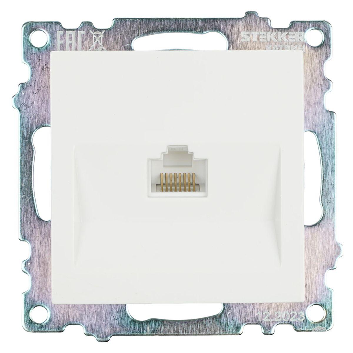 Электротовар Розетка компьютерная RJ-45 Stekker Катрин белый GLS00-7107-01 39305 белый пластик