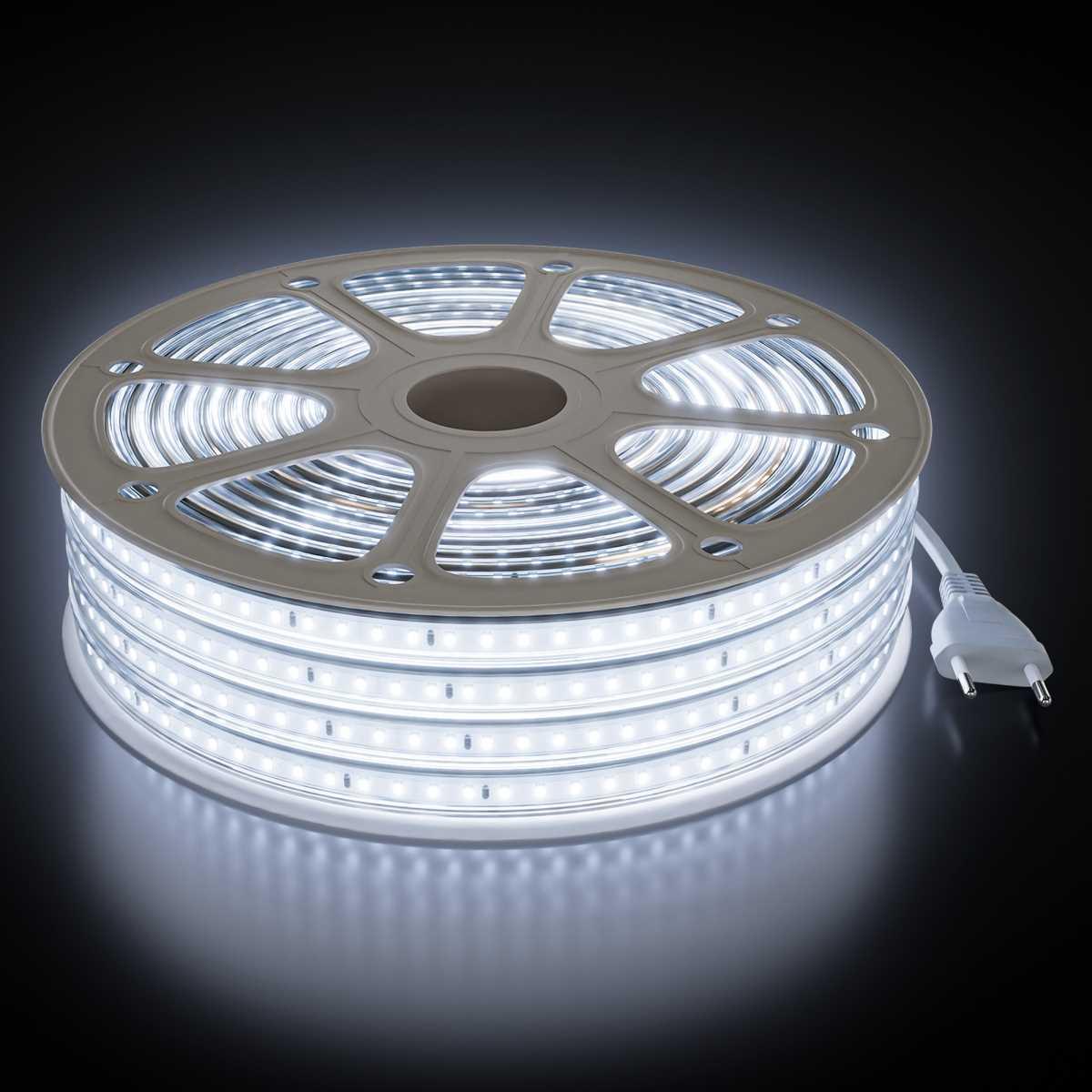 Светодиодные лент Комплект светодиодной влагозащищенной ленты OGM m 120LED m 2835SMD холодный белый 15M белый