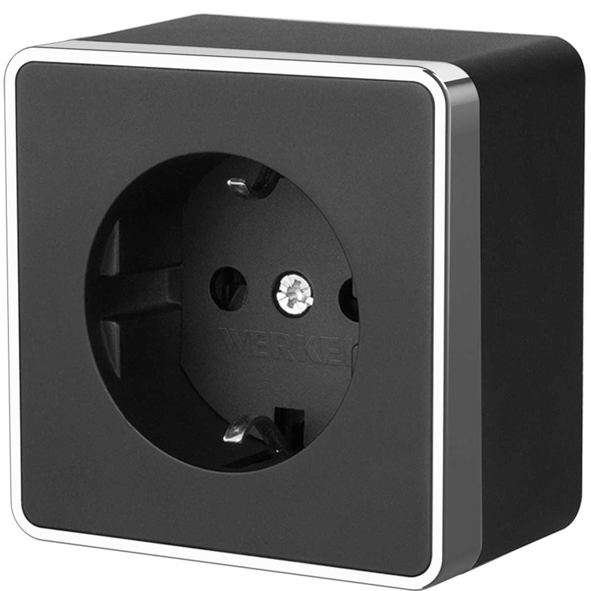 Электротовар Розетка с заземлением Werkel Gallant черный / хром W5071035 4690389164514 черный пластик