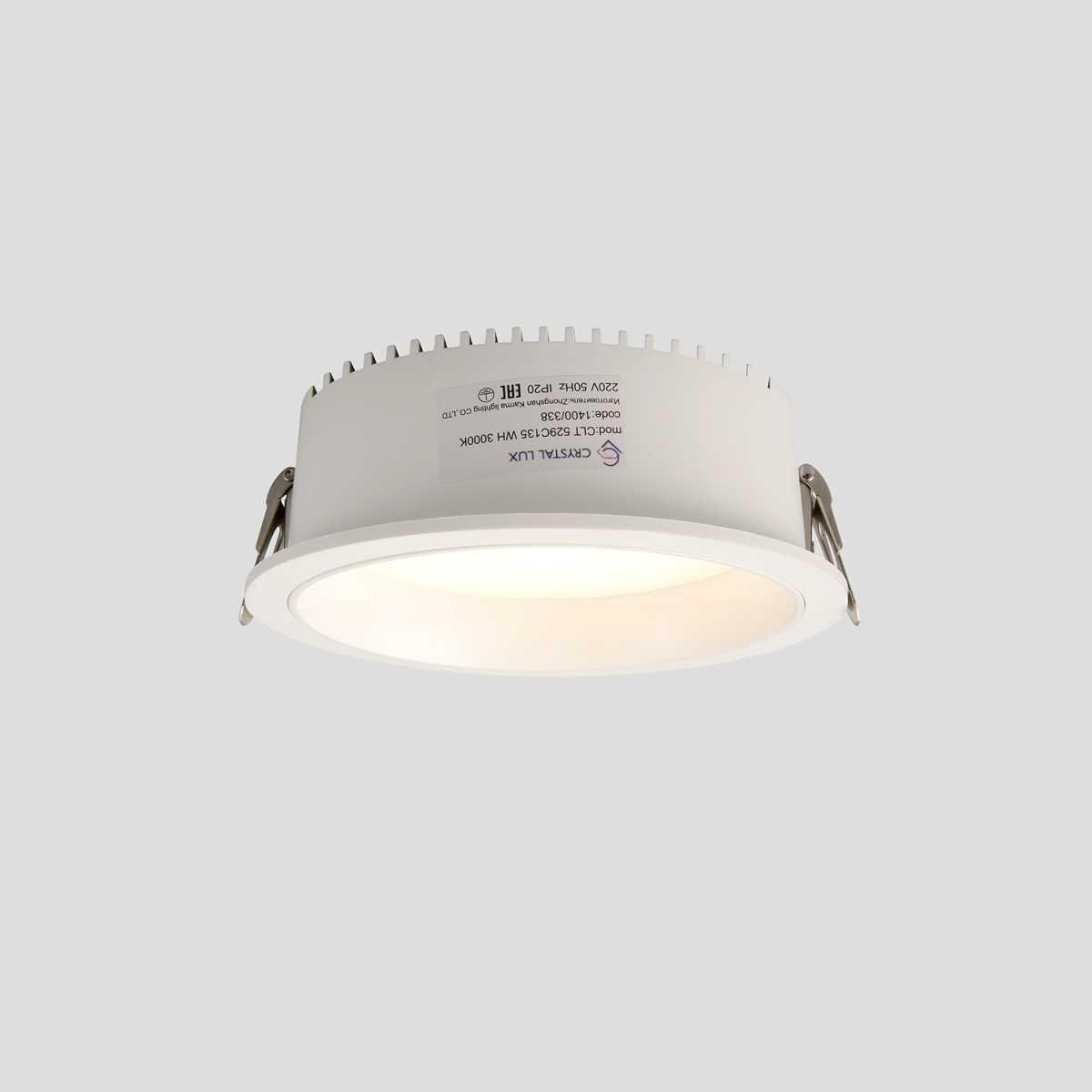 Светильник Встраиваемый светодиодный светильник Crystal Lux CLT 529C135 WH белый пластик