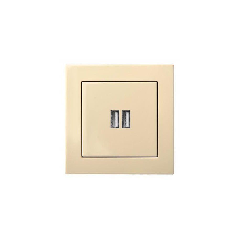 Электротовар Розетка 2xUSB Liregus Epsilon бежевый 28-0712 бежевый пластик