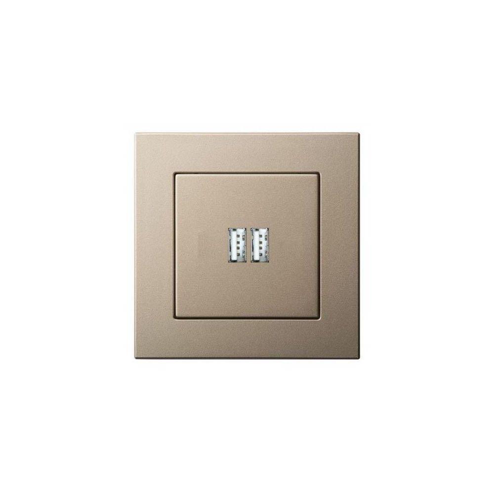 Электротовар Розетка 2xUSB Liregus Epsilon шампань 28-3242 желтый пластик