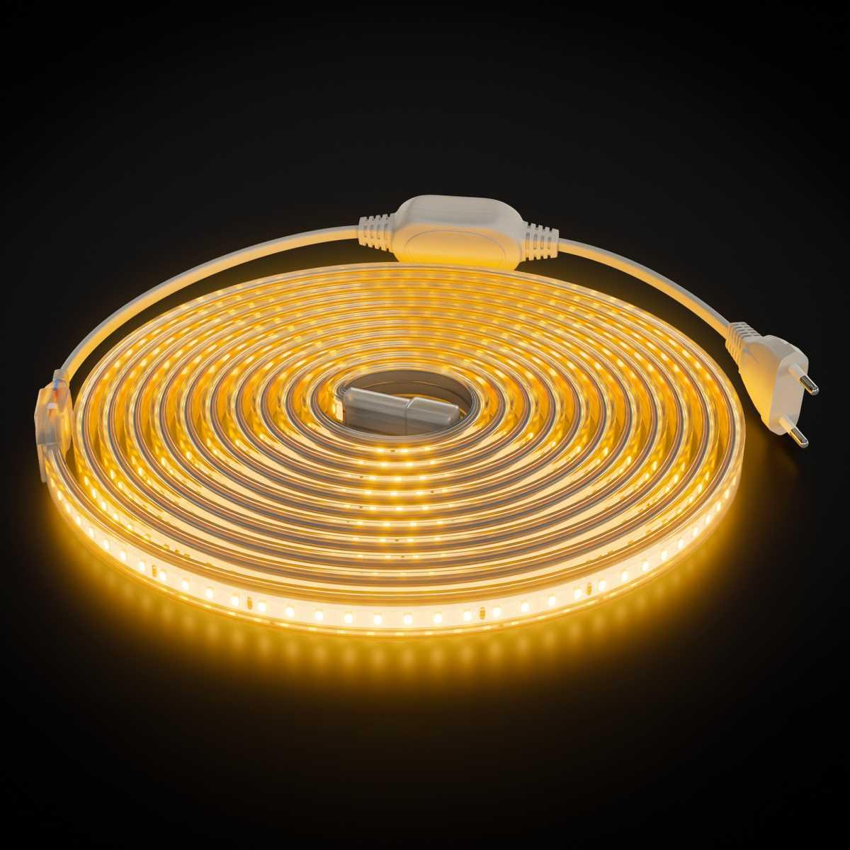 Светодиодные лент Комплект светодиодной влагозащищенной ленты OGM m 120LED m 2835SMD теплый белый 5M белый