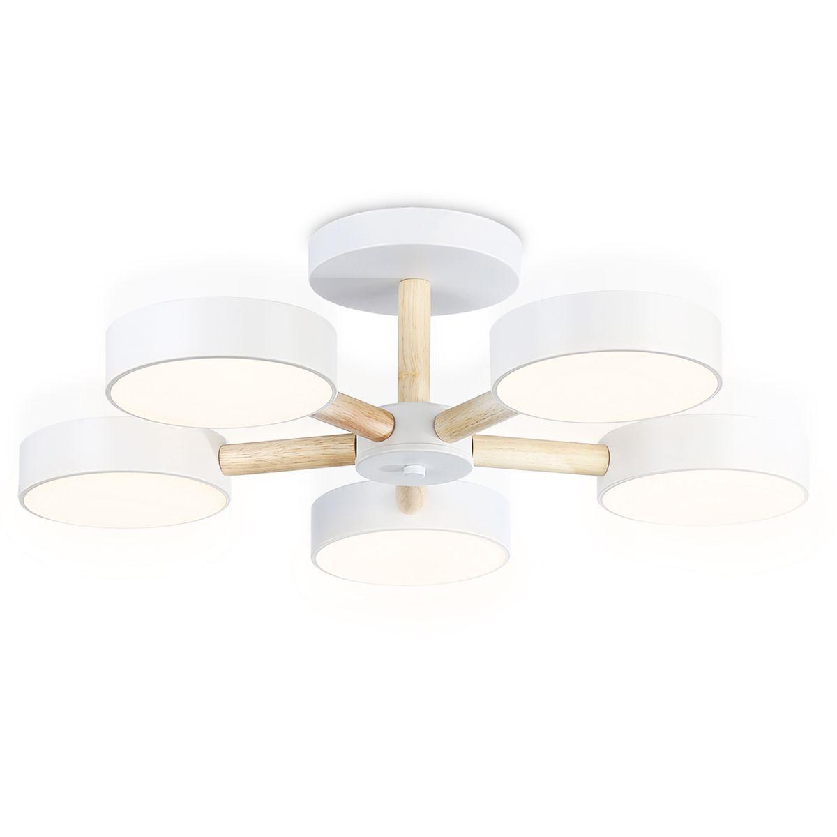 Люстры на штанге Потолочная светодиодная люстра Ambrella light Comfort LineTech белый дерево / шпон