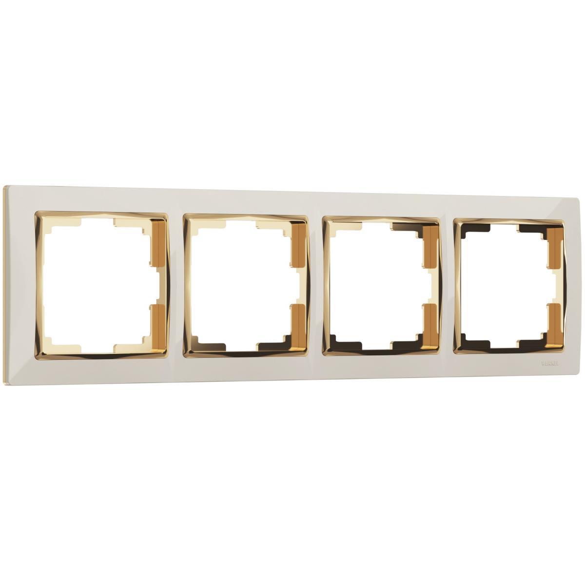 Электротовар Рамка на 4 поста Werkel Snabb слоновая кость / золото W0041932 4690389160929 бежевый пластик