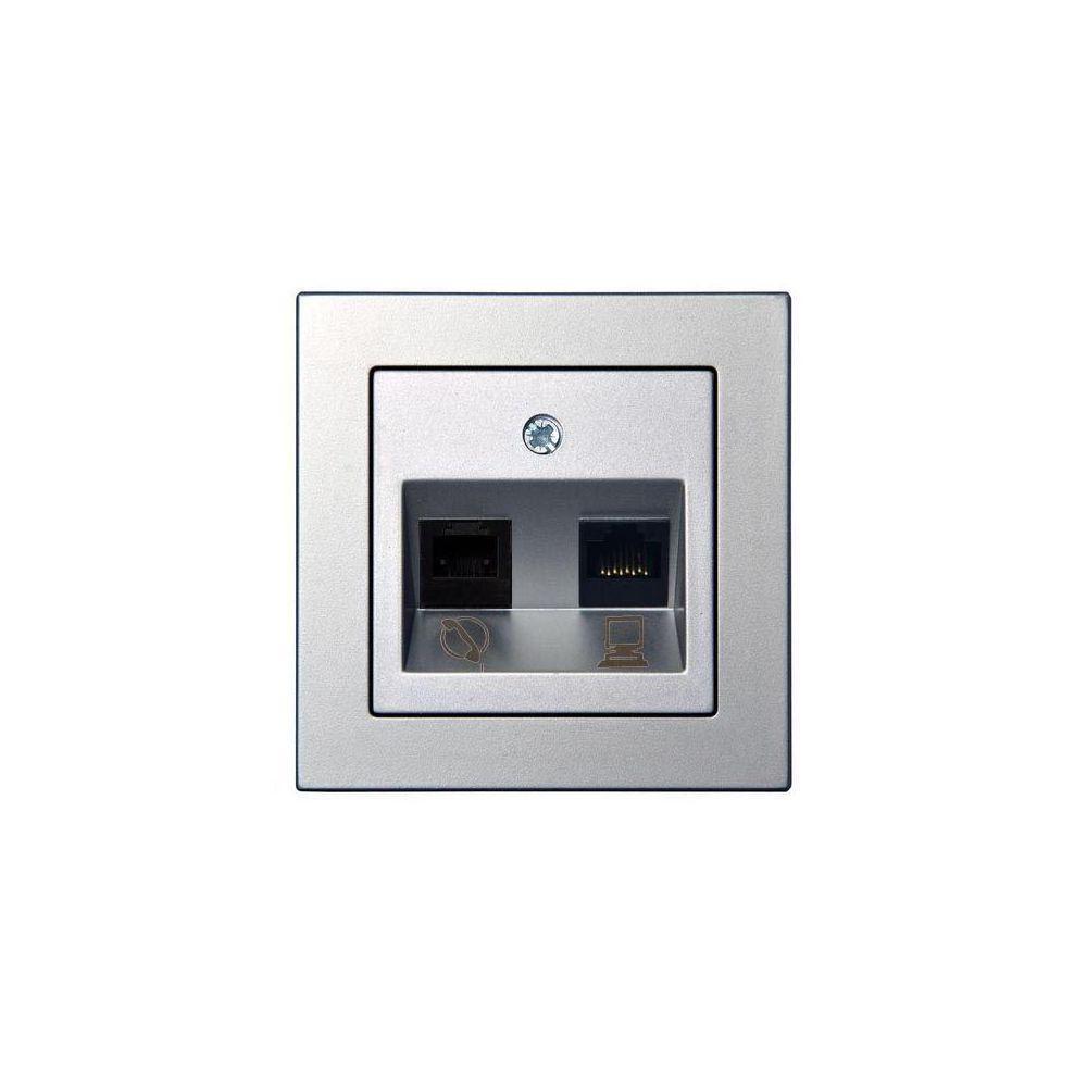 Электротовар Розетка RJ45 / RJ11 Liregus Epsilon серебро 28-185 серебро пластик