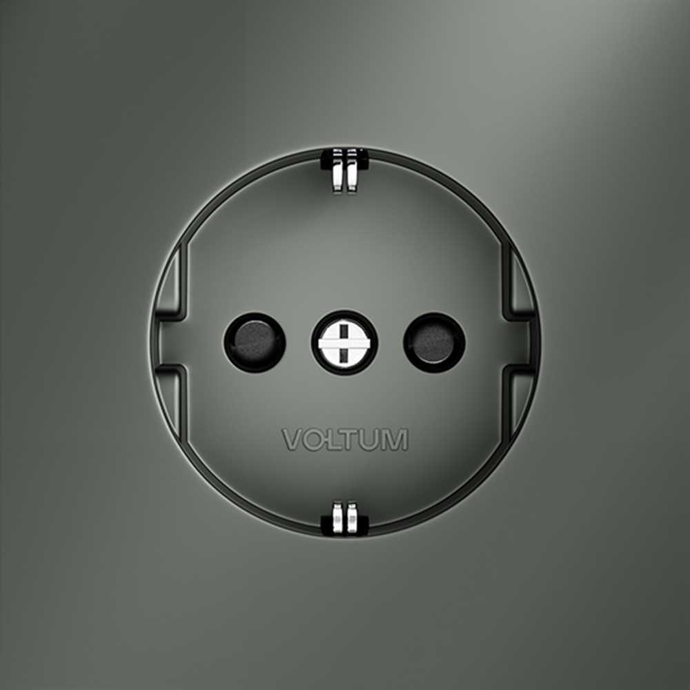 Электротовар Розетка встраиваемая Voltum S70 с заземлением и защитными шторками, 16А, (титан)… пластик