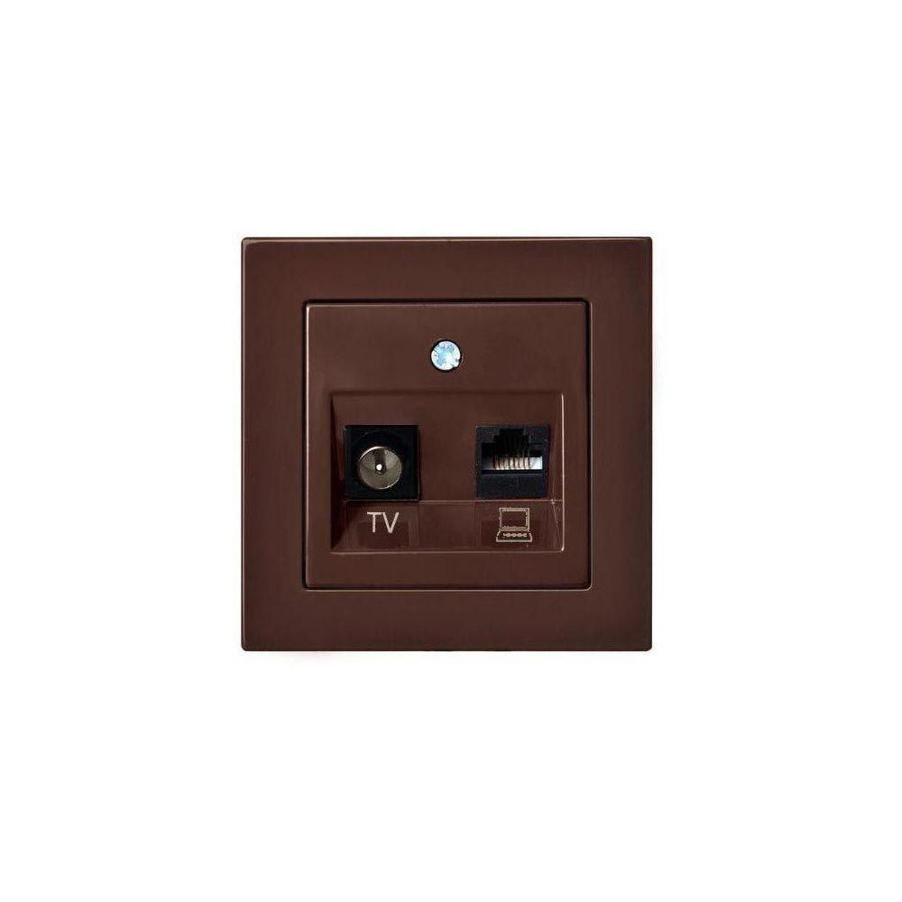 Электротовар Розетка RJ45 / TV Liregus Epsilon коричневый 28-143 коричневый пластик