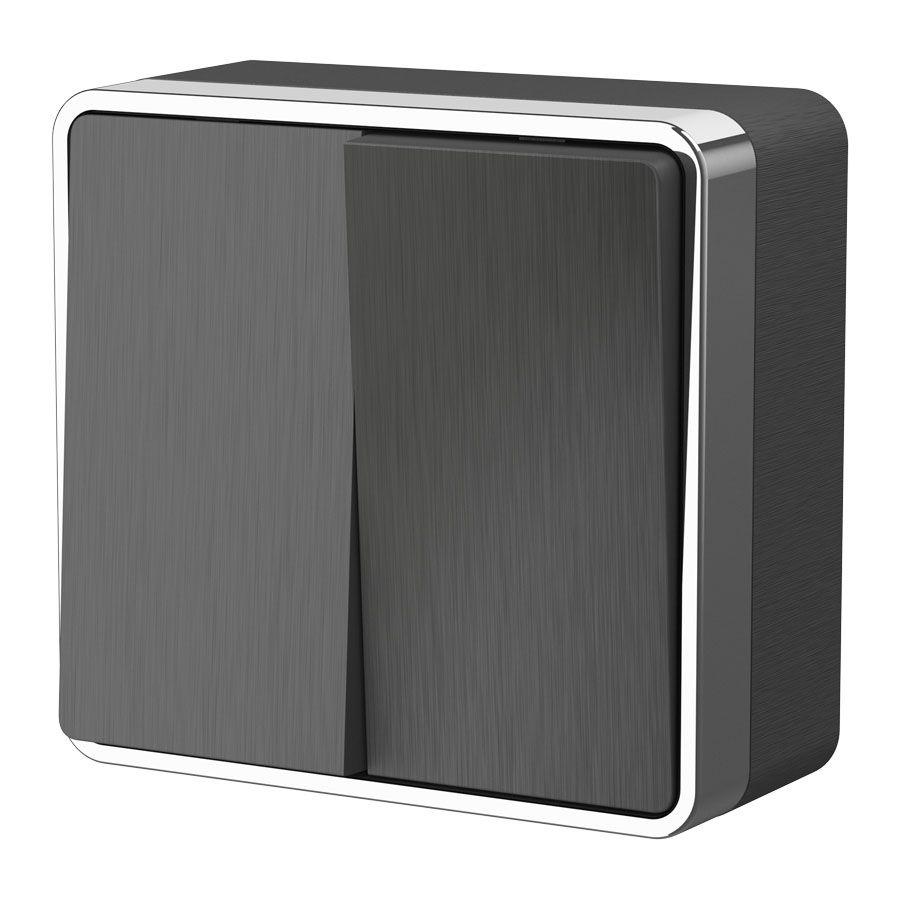 Электротовар Выключатель двухклавишный Werkel Gallant графит рифленый W5020004 4690389164132 серый пластик