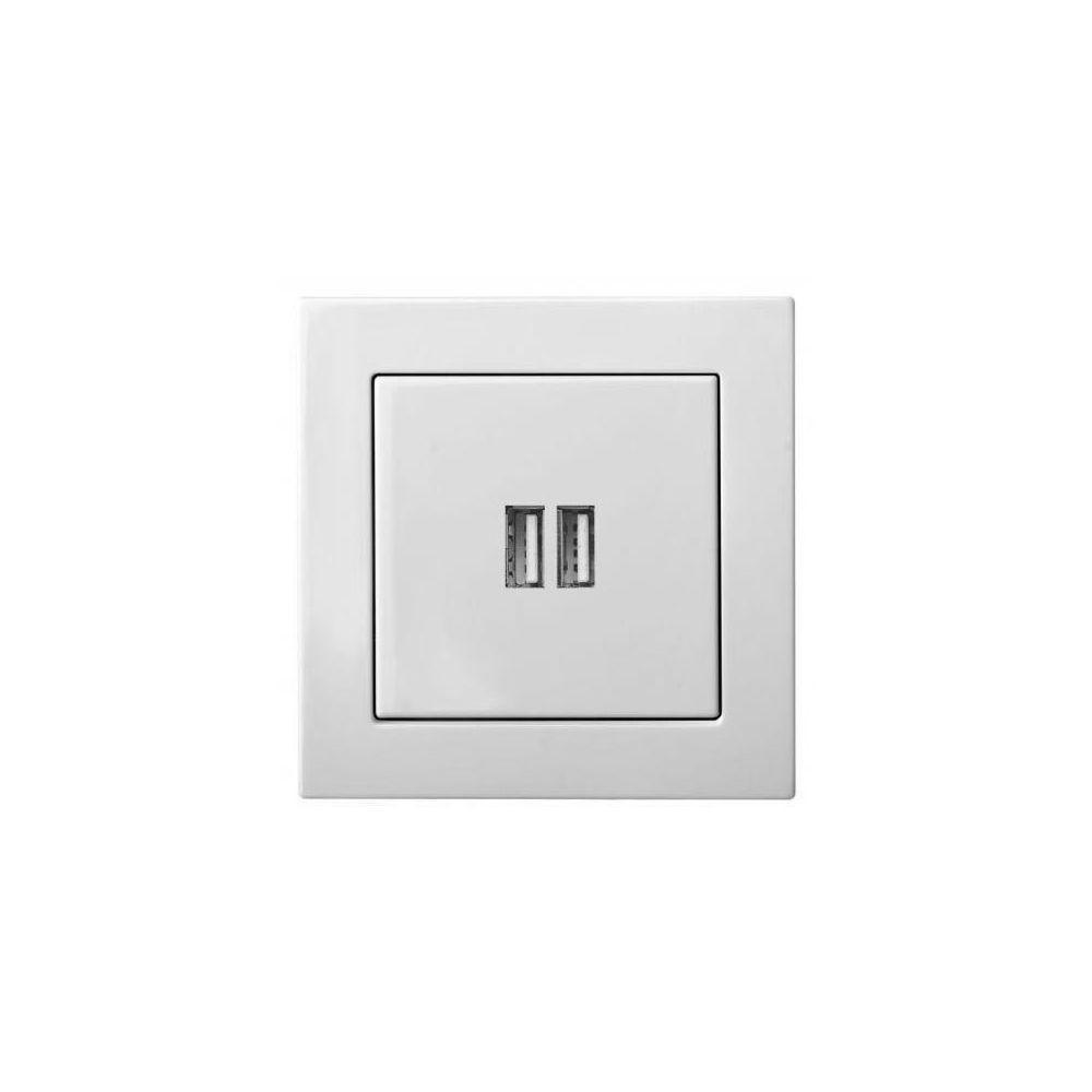 Электротовар Розетка 2xUSB Liregus Epsilon белый 28-0352 белый пластик