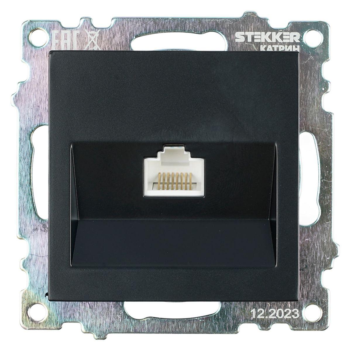 Электротовар Розетка компьютерная RJ-45 Stekker Катрин черный GLS00-7107-05 39613 черный поликарбонат / латунь / хрустальные / сталь — главное фото