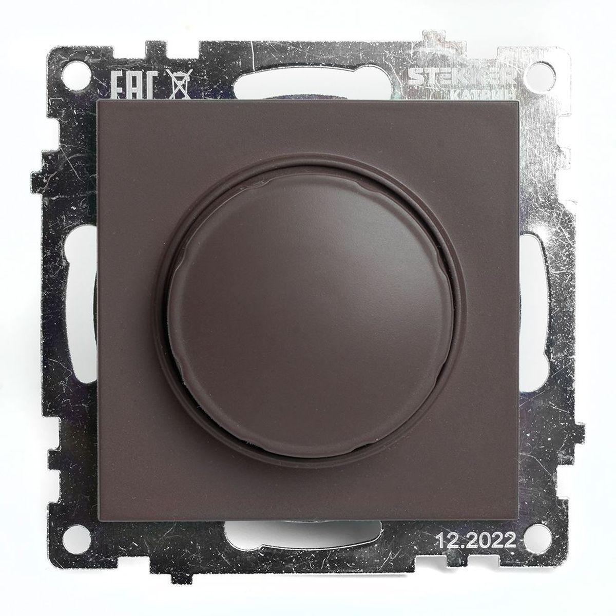 Электротовар Выключатель диммирующий TRIAC Stekker Катрин шоколад GLS10-7106-04 49017 коричневый пластик