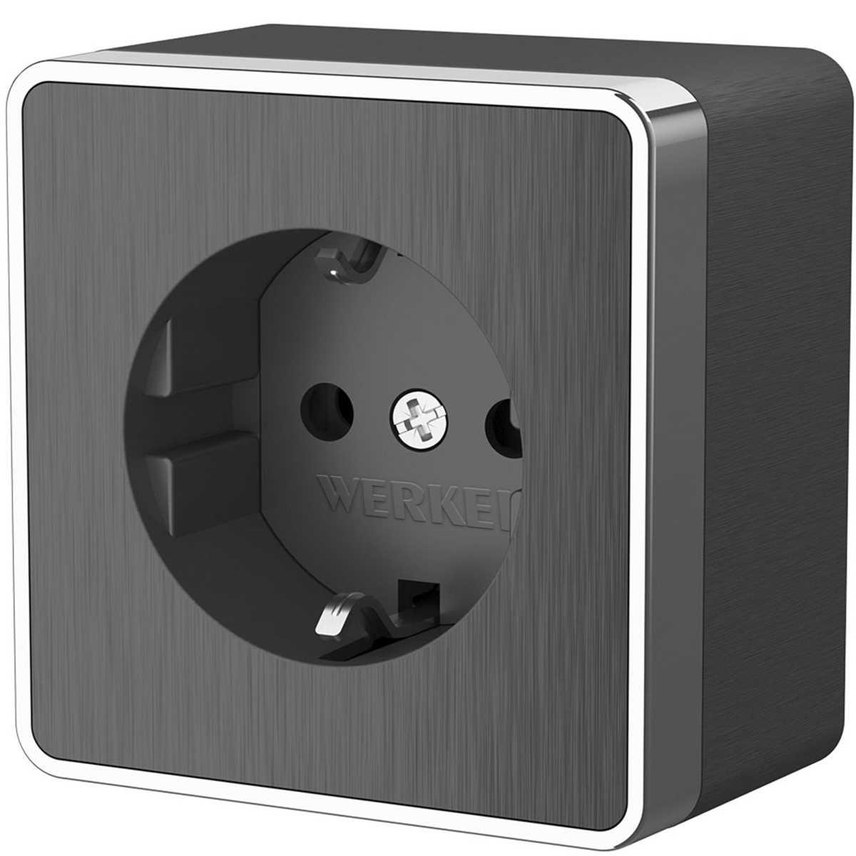 Электротовар Розетка с заземлением Werkel Gallant графит рифленый W5071004 4690389164484 серый пластик