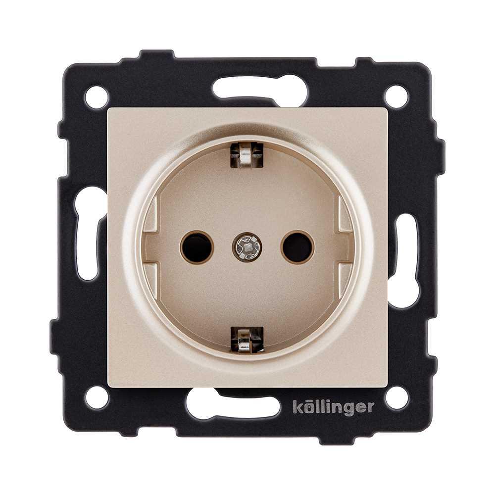 Электротовар Розетка штепсельная SCHUKO 16A / 250 В, золотой Kollinger REA-002GD для Aspekt,… золото