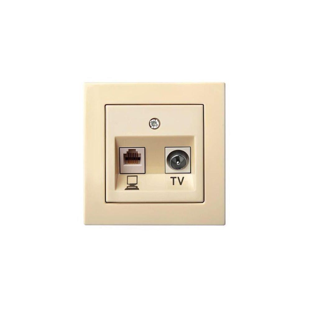 Электротовар Розетка RJ45 / TV Liregus Epsilon бежевый 28-073 бежевый пластик