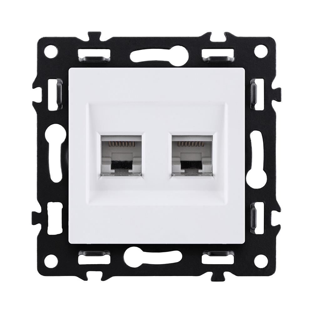 Электротовар Розетка двойная Ethernet RJ45 Cat.6, белый Kollinger Asthetik AS-018WH белый