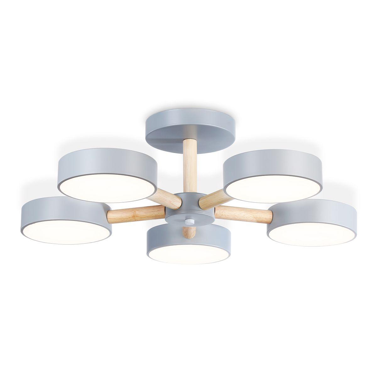 Люстры на штанге Потолочная светодиодная люстра Ambrella light Comfort LineTech серый дерево / шпон