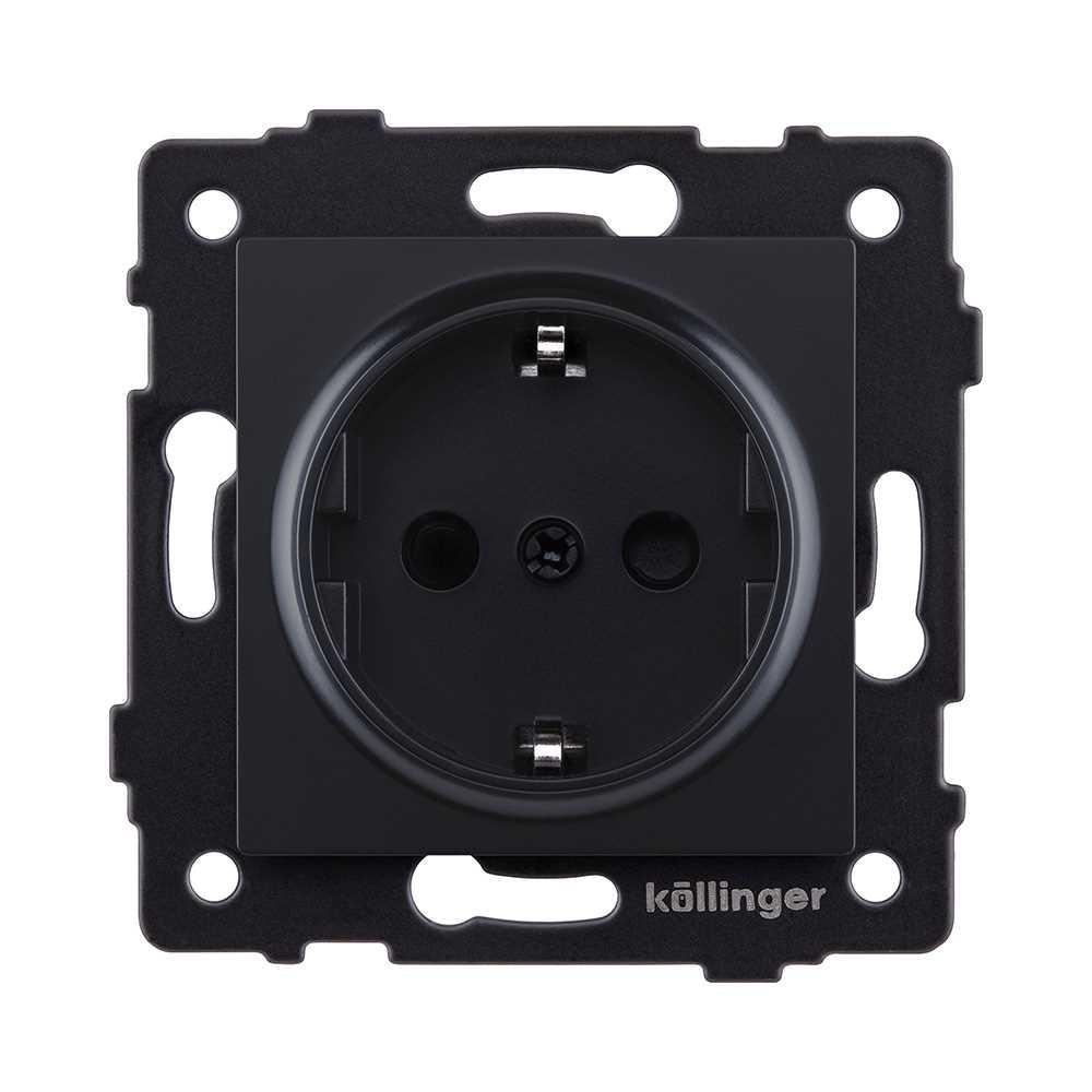 Электротовар Розетка штепсельная SCHUKO 16A / 250 В, черный матовый Kollinger REA-002BM для… черный