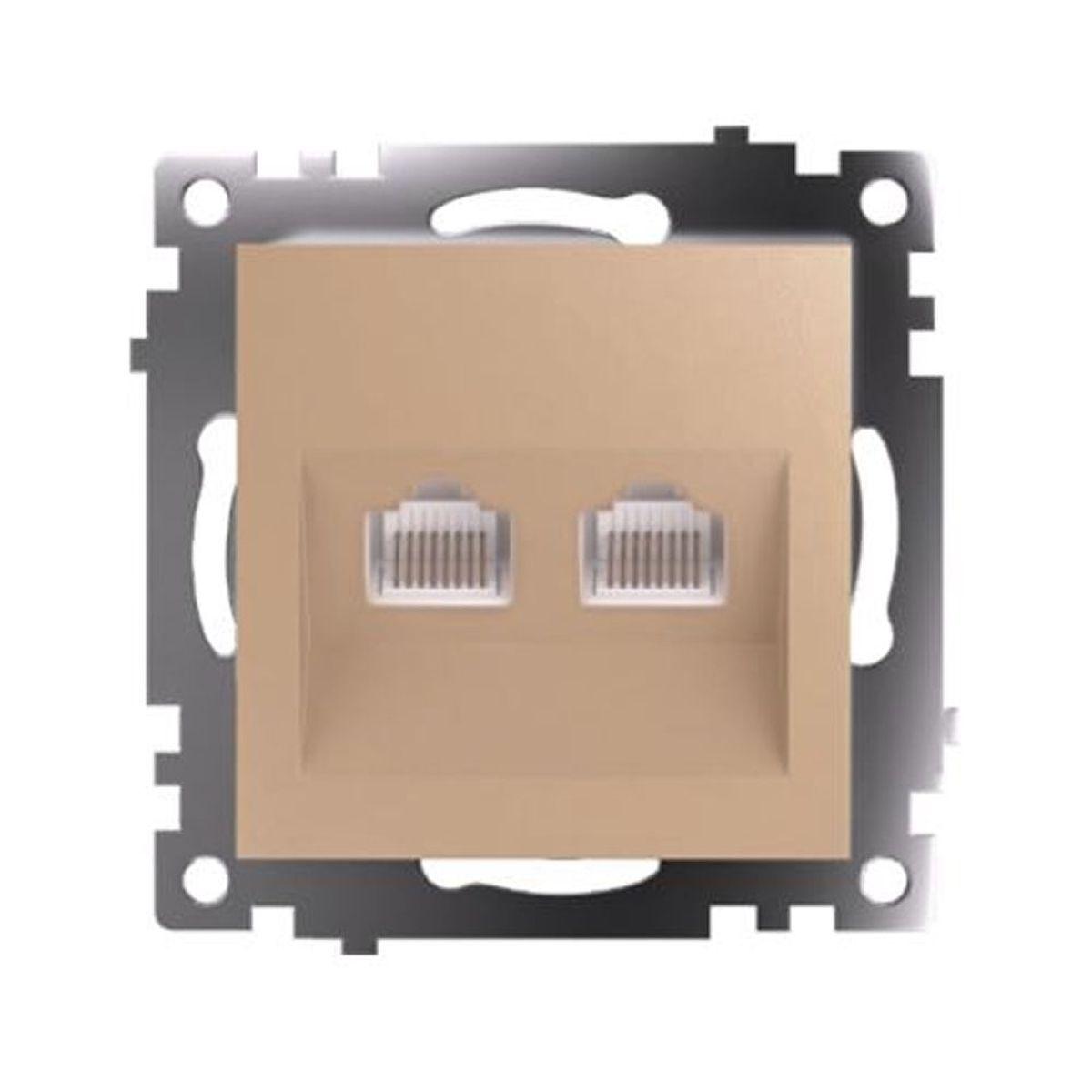 Электротовар Розетка компьютерная 2-местная RJ-45 (механизм) Stekker GLS00-7109-08 Катрин, золото… золото пластик