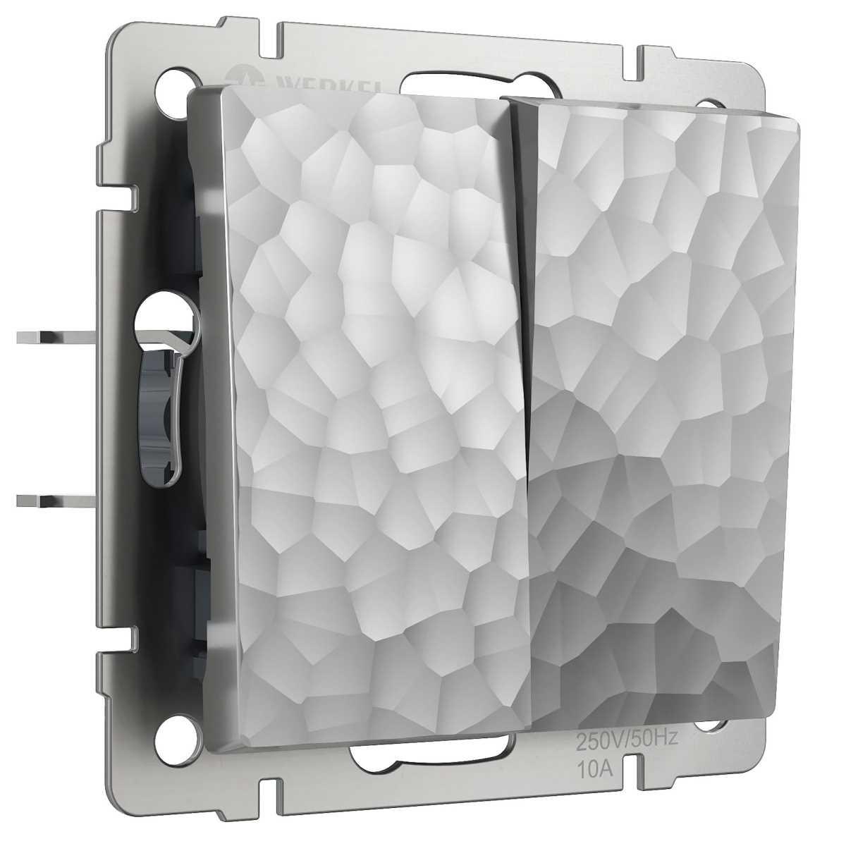 Электротовар Выключатель Werkel Hammer двухклавишный серебряный W1220006 4690389162299 серебро пластик