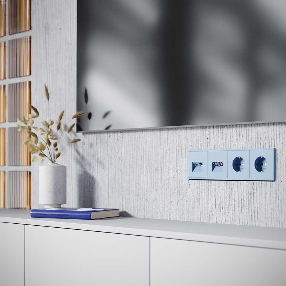 Электротовар Накладка для розетки TV+RJ45 кат. 6, S70 (деним) Voltum VLS002715 поликарбонат — фото 3