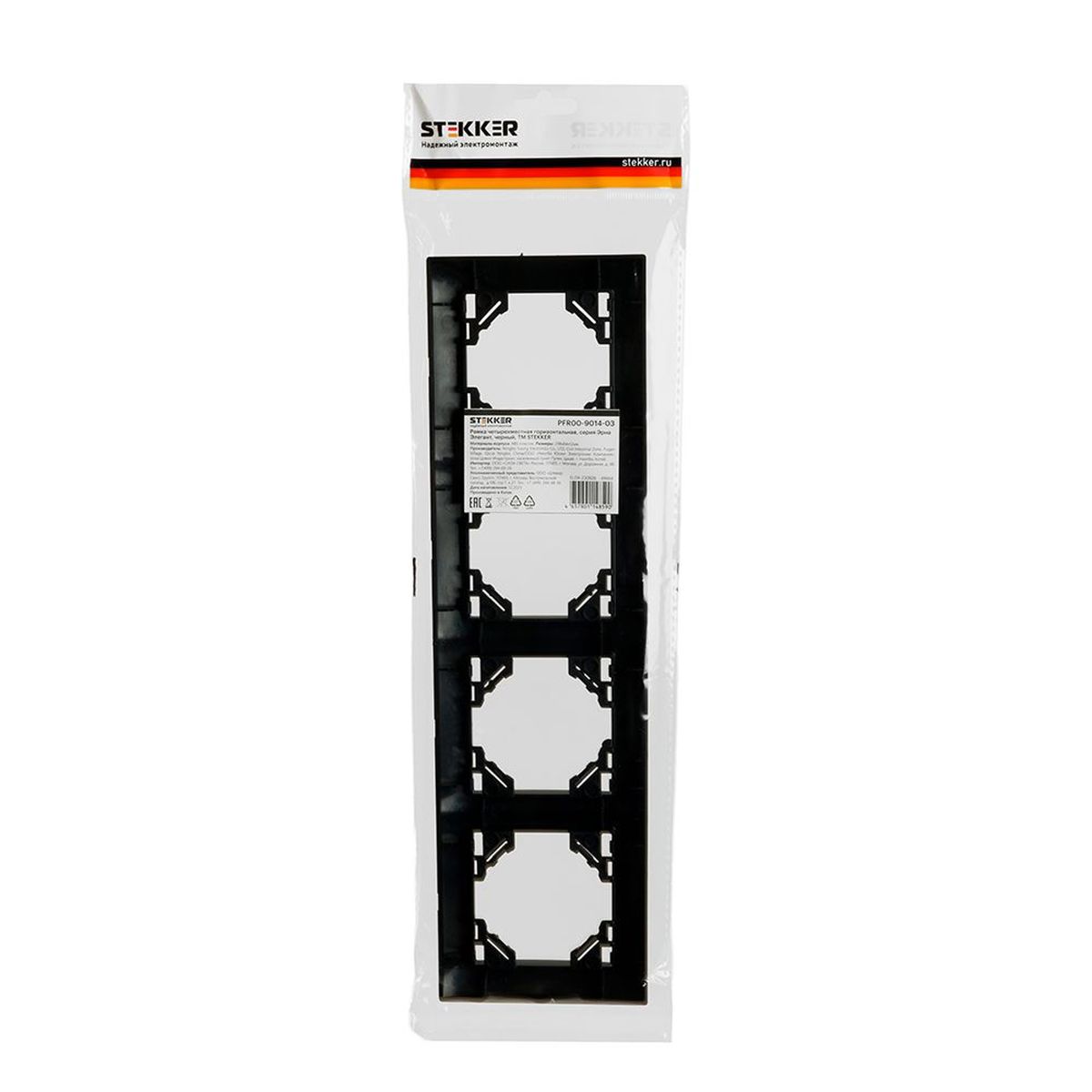 Электротовар Рамка 4-постовая Stekker Эрна Элегант черный PFR00-9014-03 49664 черный abs-пластик — фото 2