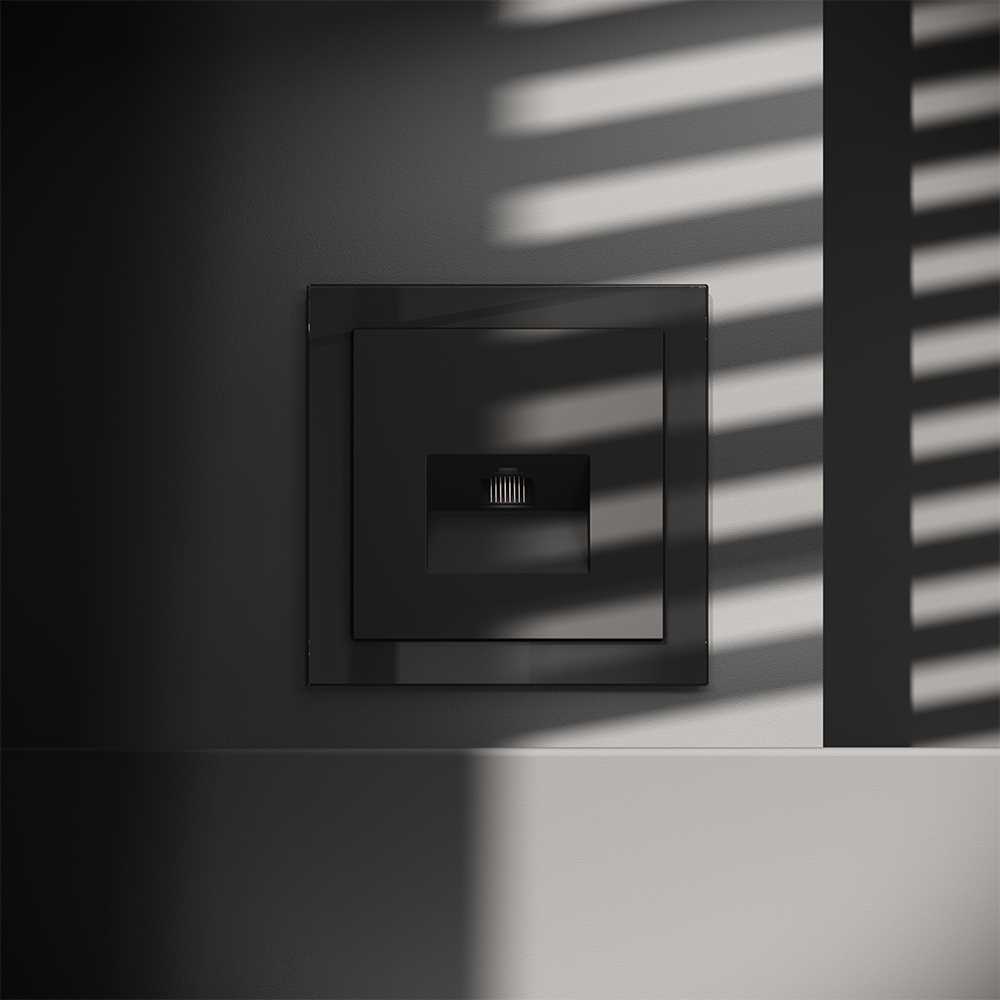 Электротовар Розетка компьютерная встраиваемая Voltum S70 RJ45 кат.6, (черный матовый) VLS060108 черный поликарбонат — фото 2