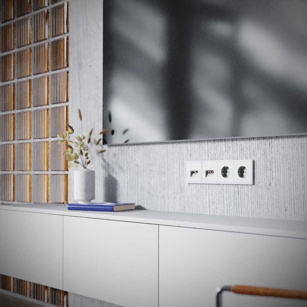 Электротовар Розетка телевизионная встраиваемая S70 TV+RJ45 кат. 6, (сталь) Voltum VLS060705 металлик поликарбонат — фото 5