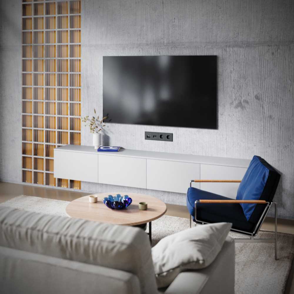 Электротовар Розетка телевизионная встраиваемая S70 TV+RJ45 кат. 6, (черный матовый) Voltum… черный поликарбонат — фото 3