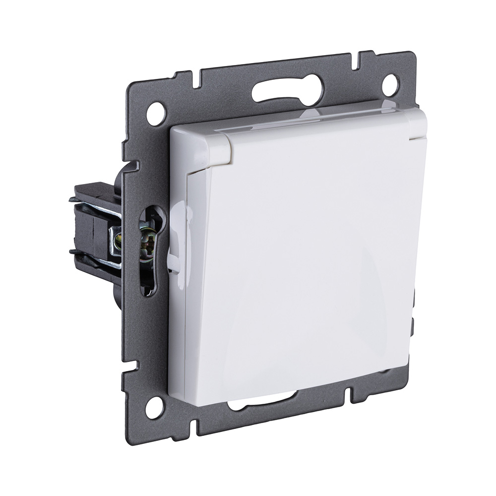 Электротовар Розетка штепсельная SCHUKO 16A / 250 В с крышкой, белый Kollinger REA-006WH для… белый — фото 2
