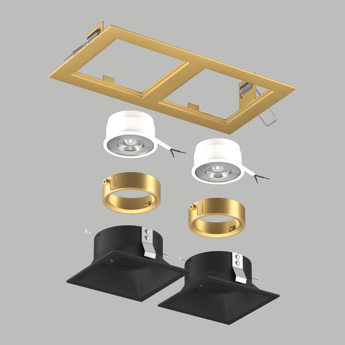 Светильник Комплект со светильником Lightstar Domino Quadro (214523+214507+214507+214003+214003) золото пластиковые / металл / пластик — фото 4