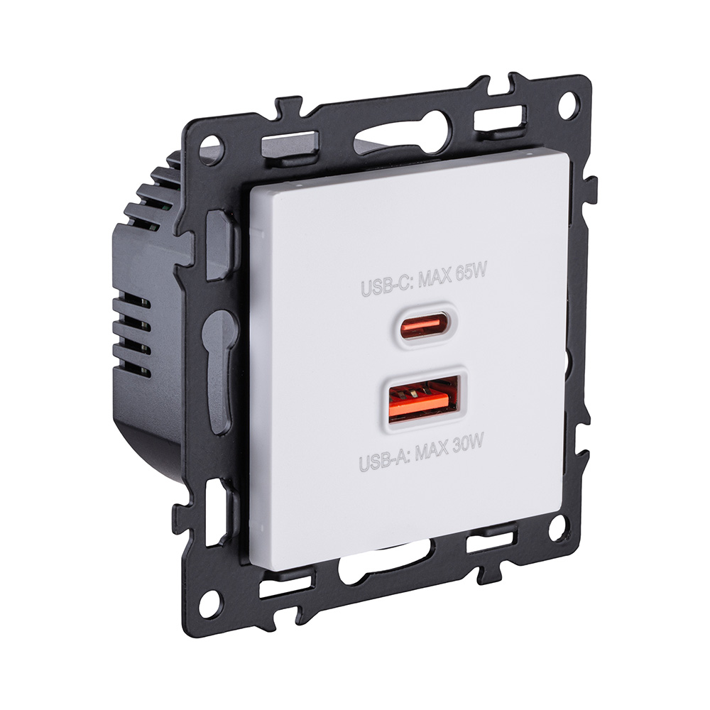 Электротовар Розетка USB A+C 65W, белый Kollinger Asthetik AS-024WH белый — фото 2