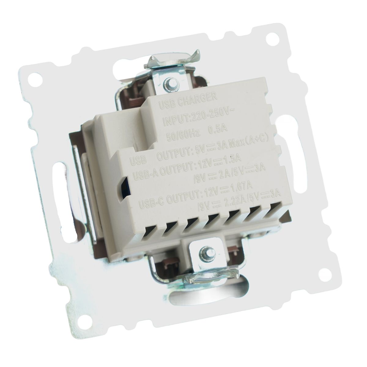 Электротовар Розетка 2-местная USB + type C, STEKKER GLS10-7116-04, 250В, 3А, max 20W, серия… коричневый поликарбонат / латунь — фото 4