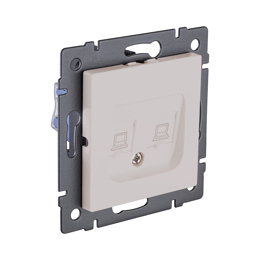 Электротовар Розетка двойная Ethernet RJ45 Cat.6, кашемир матовый Kollinger REA-019CM для Aspekt,… бежевый — фото 2