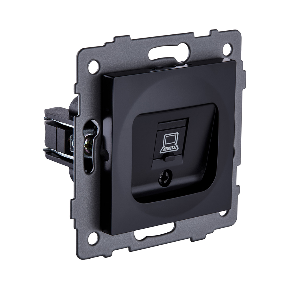 Электротовар Розетка Ethernet RJ45 Cat.6, черный Kollinger REA-018BK для Aspekt, Eleganz, Reflex черный — фото 2