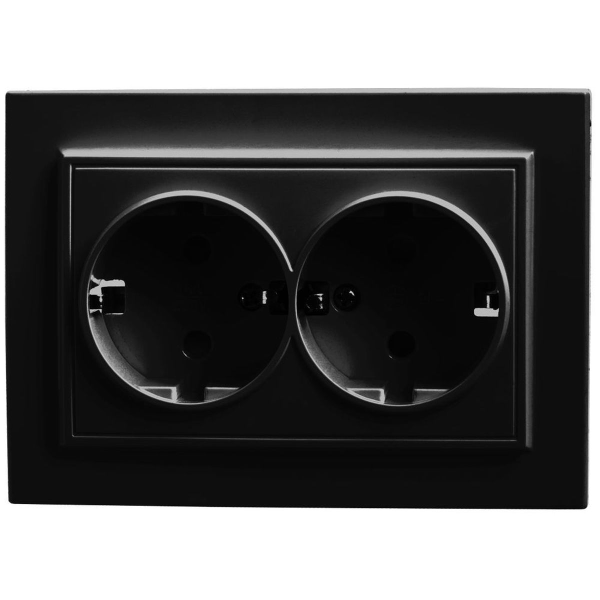 Электротовар Розетка двойная 2P+PE Stekker Эрна со шторками черный PST16-9014-03 39482 черный abs-пластик / латунь — фото 2