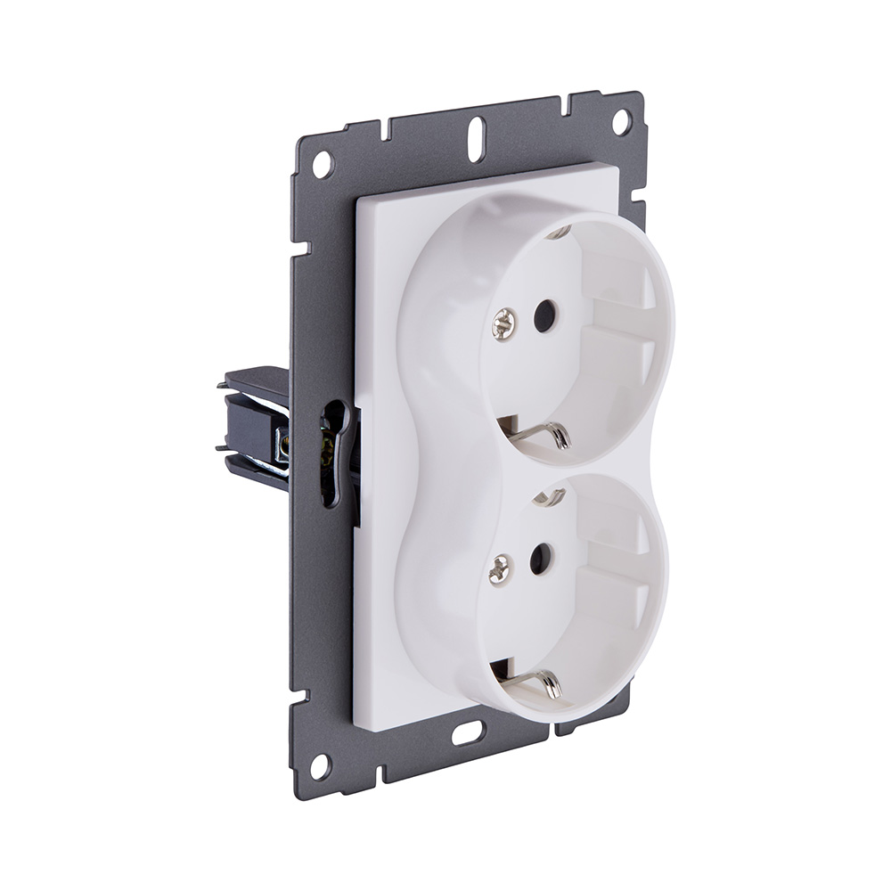 Электротовар Розетка штепсельная SCHUKO двойная 16A / 250 В, белый матовый Kollinger REA-032WM… белый — фото 2