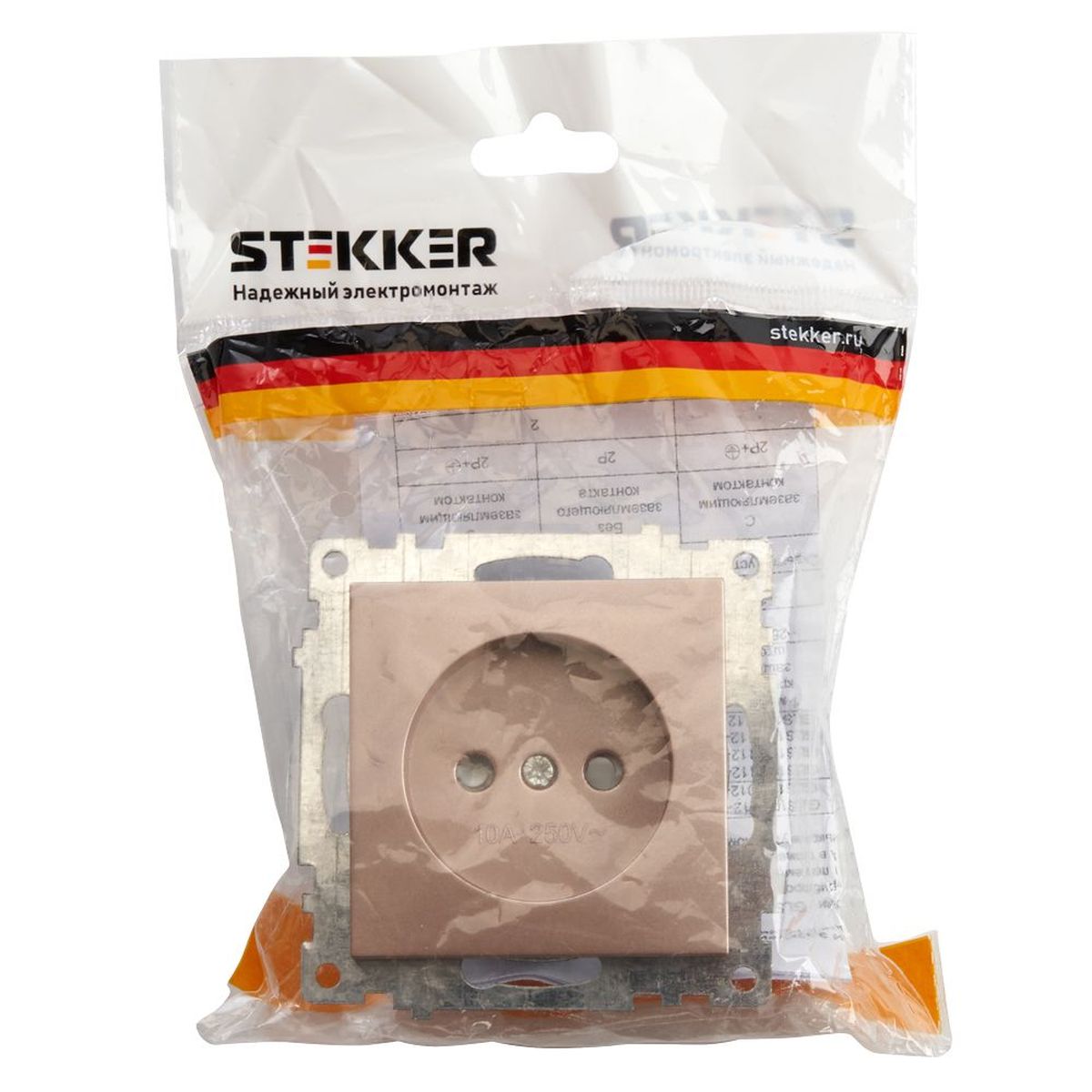 Электротовар Розетка 2P Stekker Катрин со шторками шампань GLS10-7109-02 39595, Бежевый бежевый поликарбонат / латунь / стеклянные / металл — фото 4