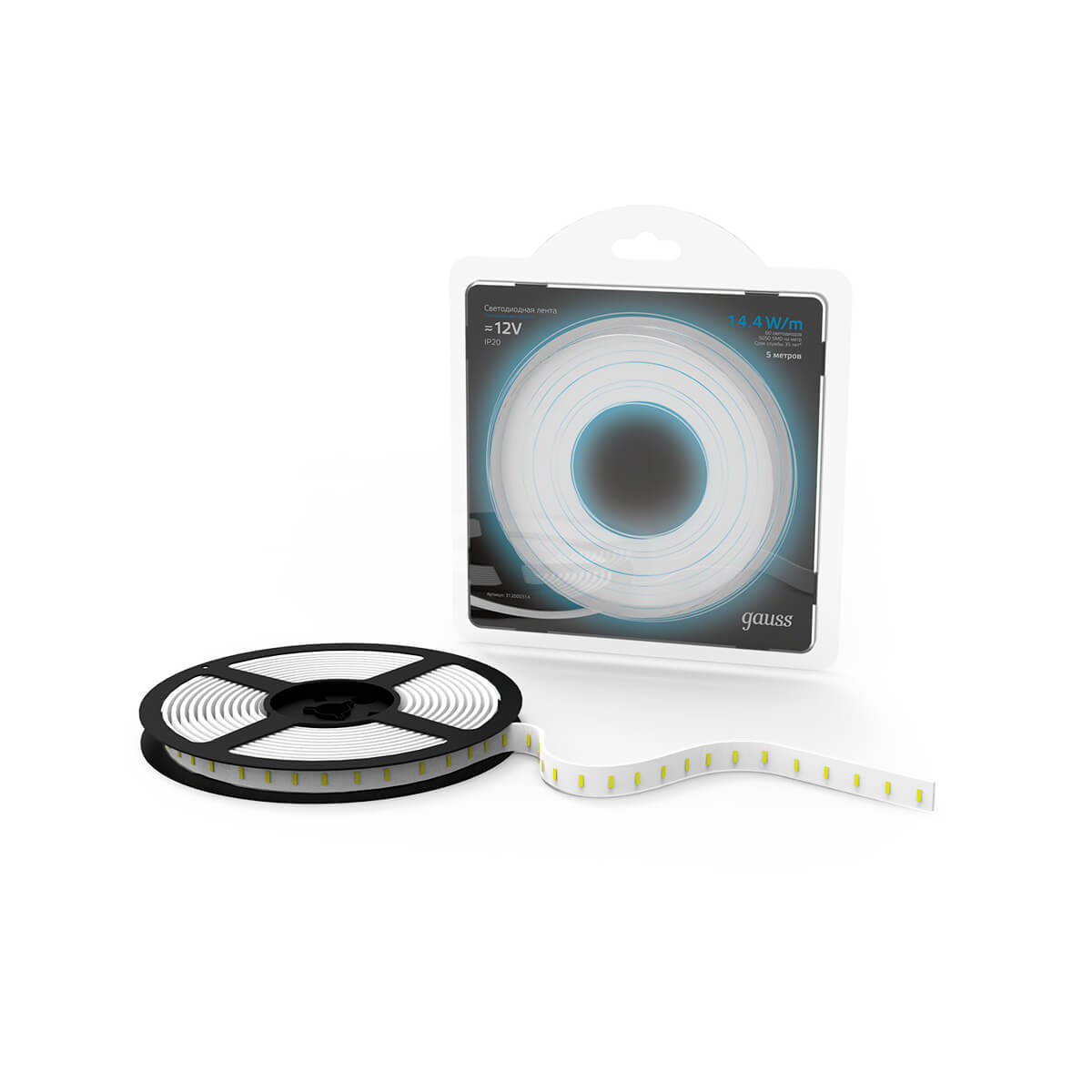 Светодиодные лент Светодиодная лента Gauss m 60LED m 5050SMD холодный белый 5M белый пластиковые — фото 3