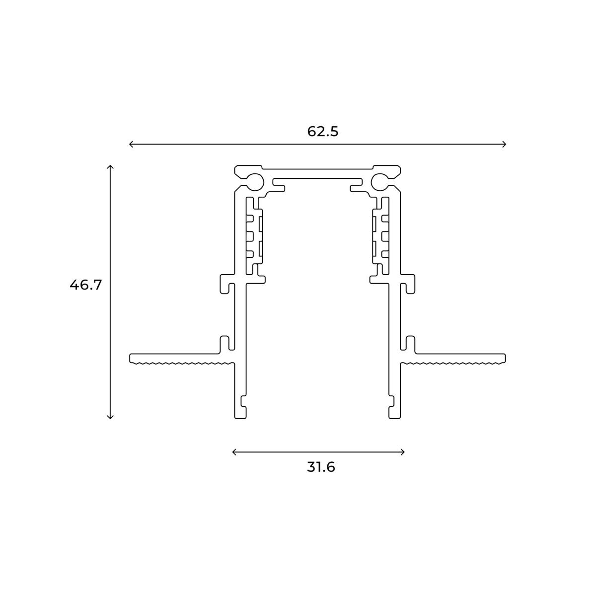Трековые систем Шинопровод встраиваемый Hesby Lighting ElDeko 48В-1м, чёрный HSBL_0060, Черный черный металлические / алюминий — фото 3