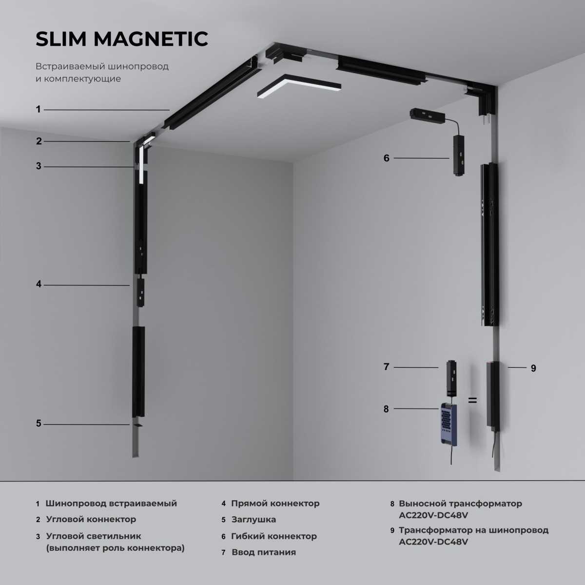 Трековые систем Коннектор L-образный внутренний Elektrostandard Slim Magnetic 85213 / 00 a067507 белый металлические — фото 2