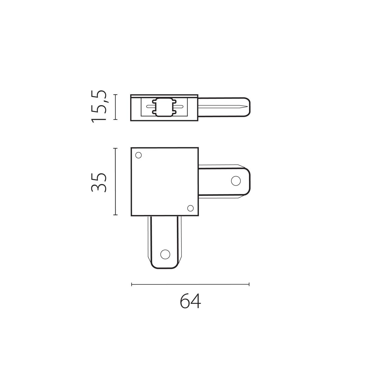 Трековые систем Угловое соединение для трека к 50202X-P, 50203X-P Lightstar Barra 502126-P, Белый белый пластиковые / металл и пластик — фото 2