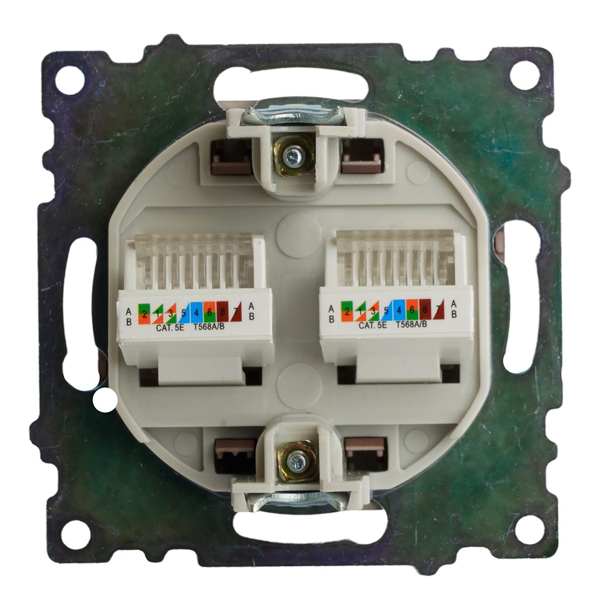 Электротовар Розетка компьютерная 2-местная RJ-45 (механизм) Stekker GLS00-7109-04 Катрин,… коричневый поликарбонат / латунь — фото 3