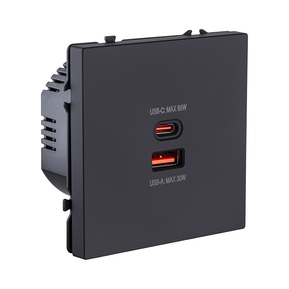 Электротовар Розетка USB A+C 65W, черный матовый Kollinger Eclipse EC-024BK черный — фото 2