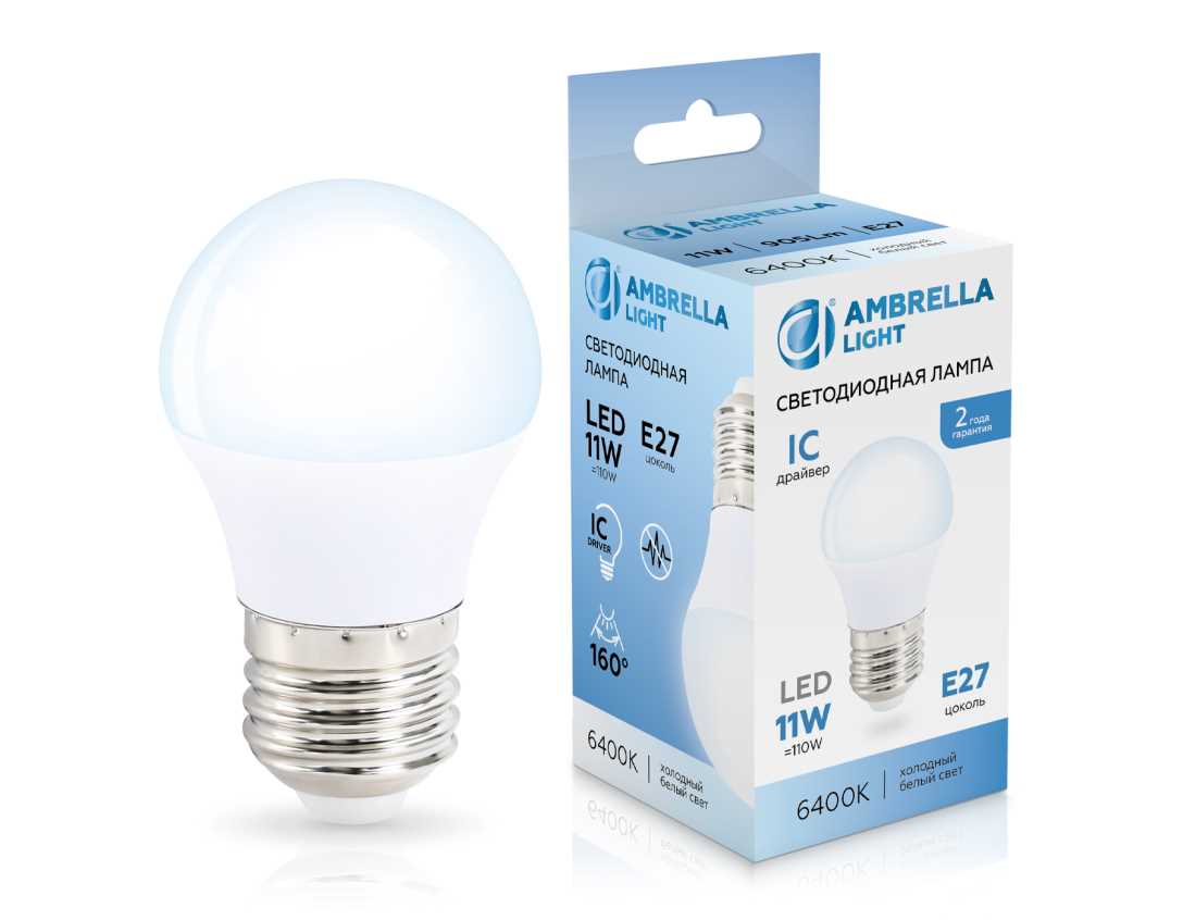 Лампочк Лампа светодиодная Шар G45 Ambrella light Bulding — фото 2