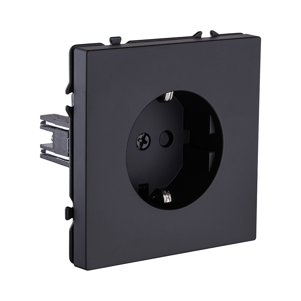 Электротовар Розетка штепсельная SCHUKO 16A / 250 В, черный матовый Kollinger Eclipse EC-014BK черный — фото 2