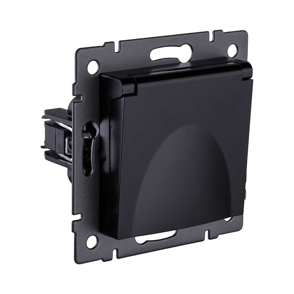 Электротовар Розетка штепсельная SCHUKO 16A / 250 В с крышкой, черный Kollinger REA-006BK для… черный — фото 2