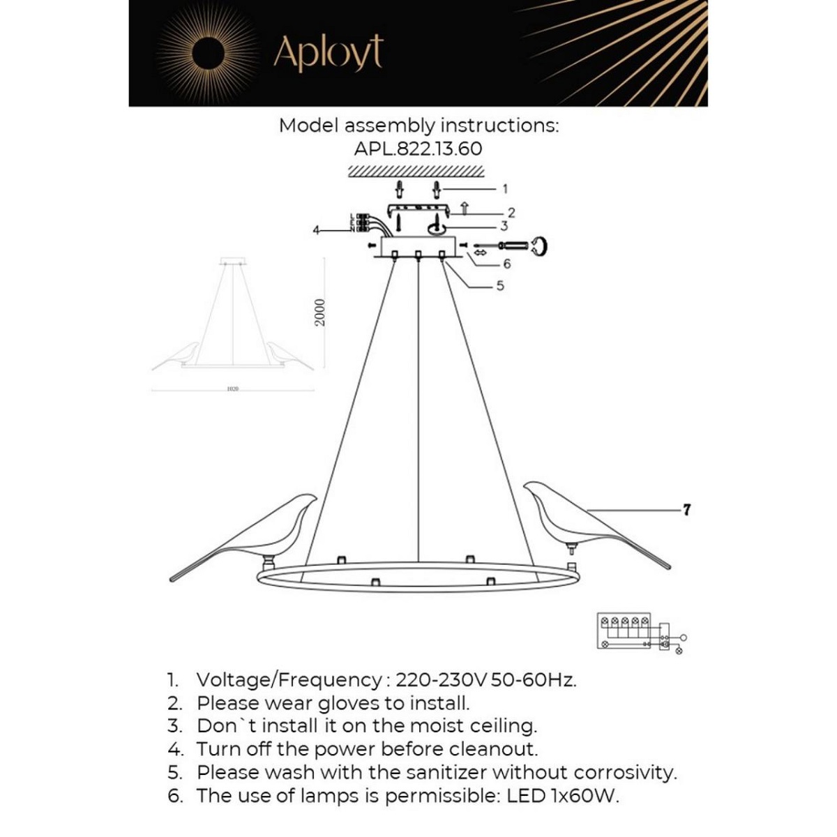Подвесная люстра Подвесная светодиодная люстра Aployt Astor APL.822.13.60, Хром хром металлические / металл / акрил — фото 2