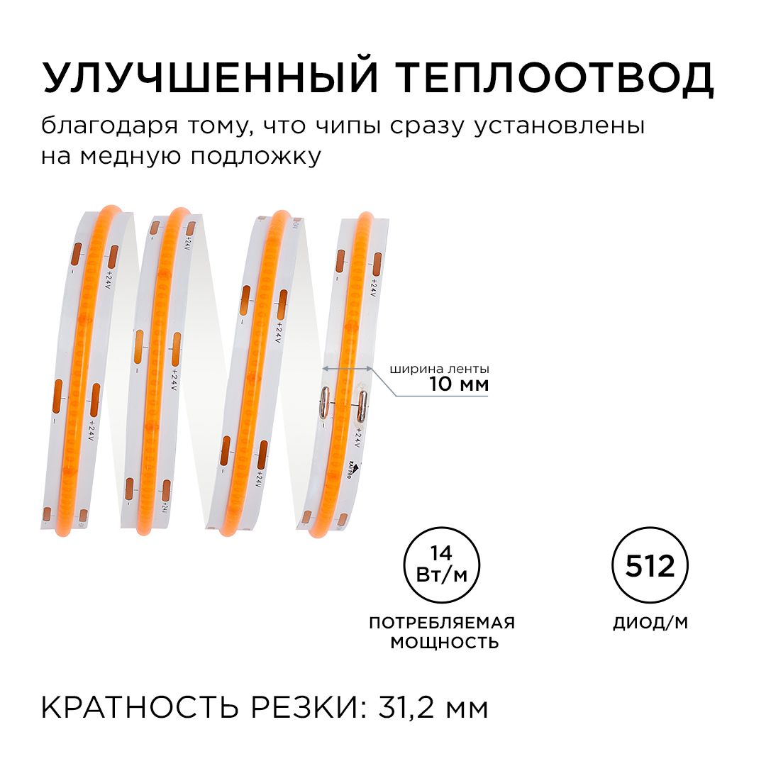 Светодиодные лент Светодиодная лента Apeyron m 512LED m COB розовый 3M 210ОО — фото 5