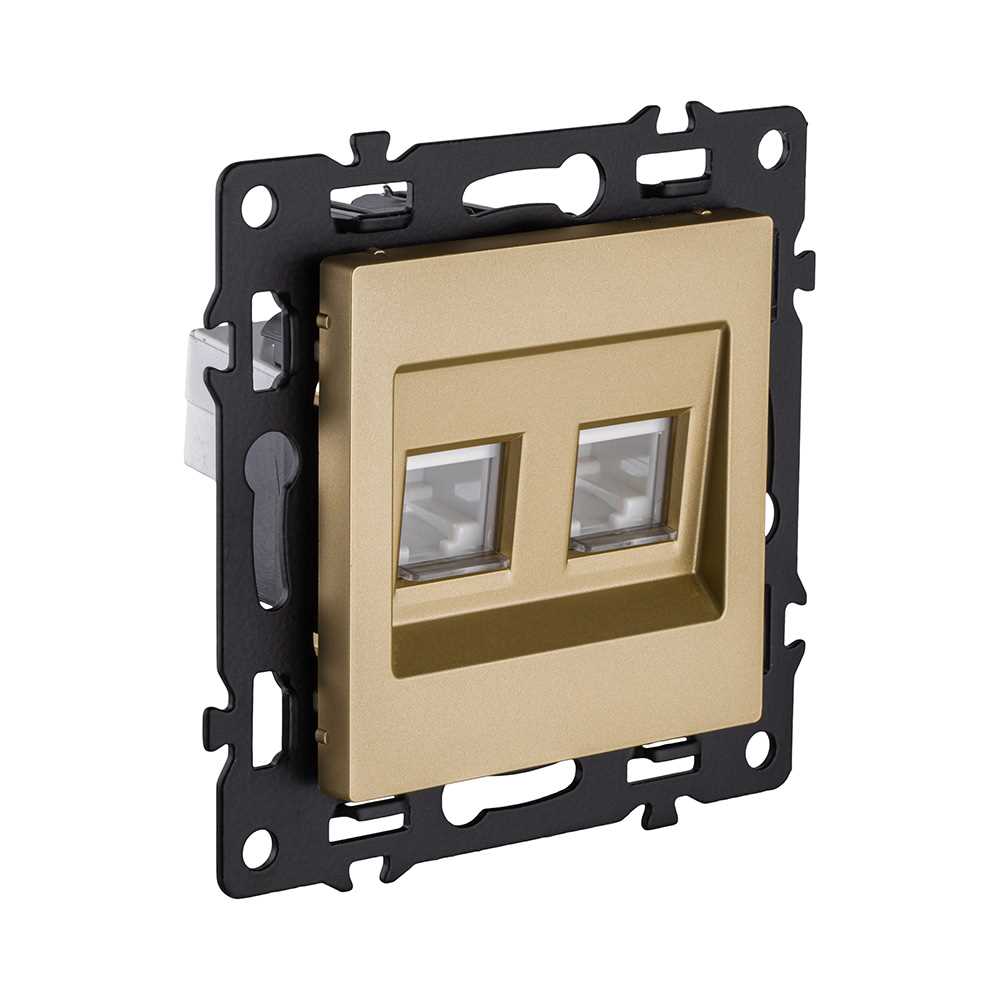 Электротовар Розетка двойная Ethernet RJ45 Cat.6, золотой Kollinger Asthetik AS-018GD золото — фото 2